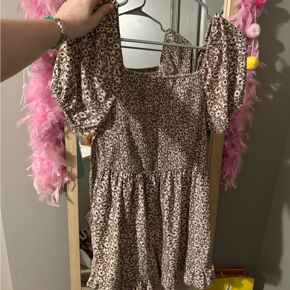 brown floral romper